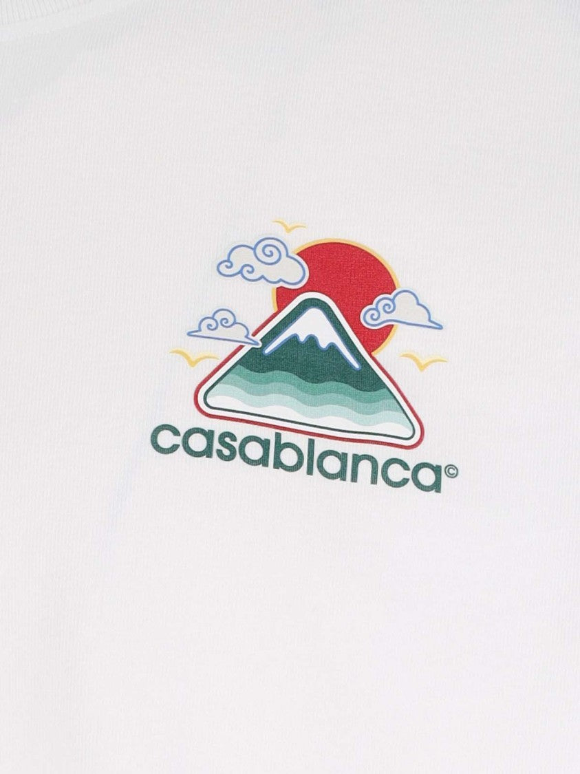 Casablanca Screen Printed Mountain Motif T-Shirt In Organic Cotton