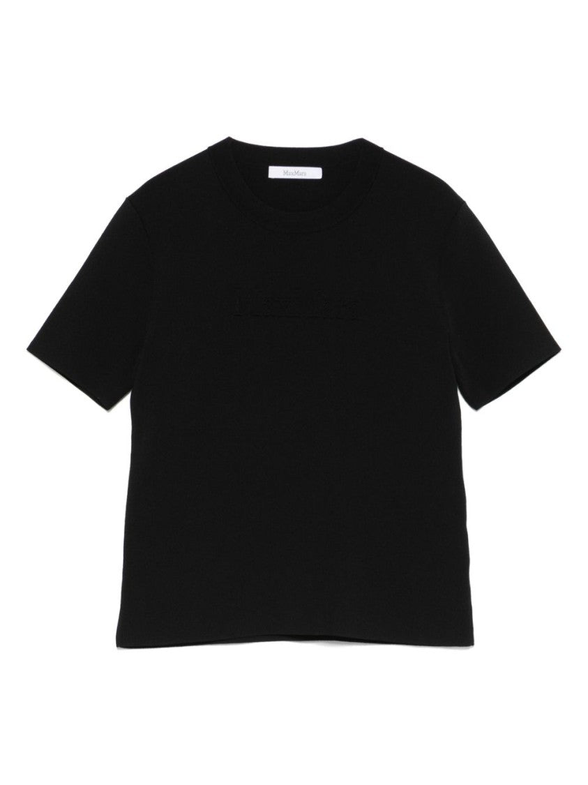 Max Mara Fitted Black Short-Sleeved T-Shirt With Subtle Logo Detail