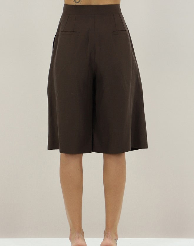 Liu Jo High-Waisted Tailored Bermuda Shorts In Linen Blend