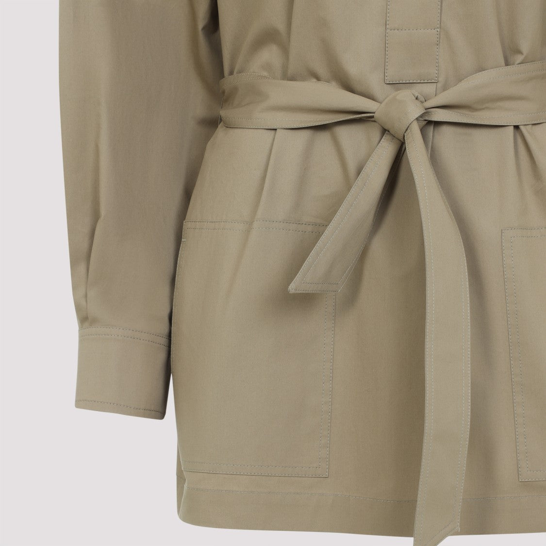 Saint Laurent Sable Mouille Beige Cotton Long Shirt