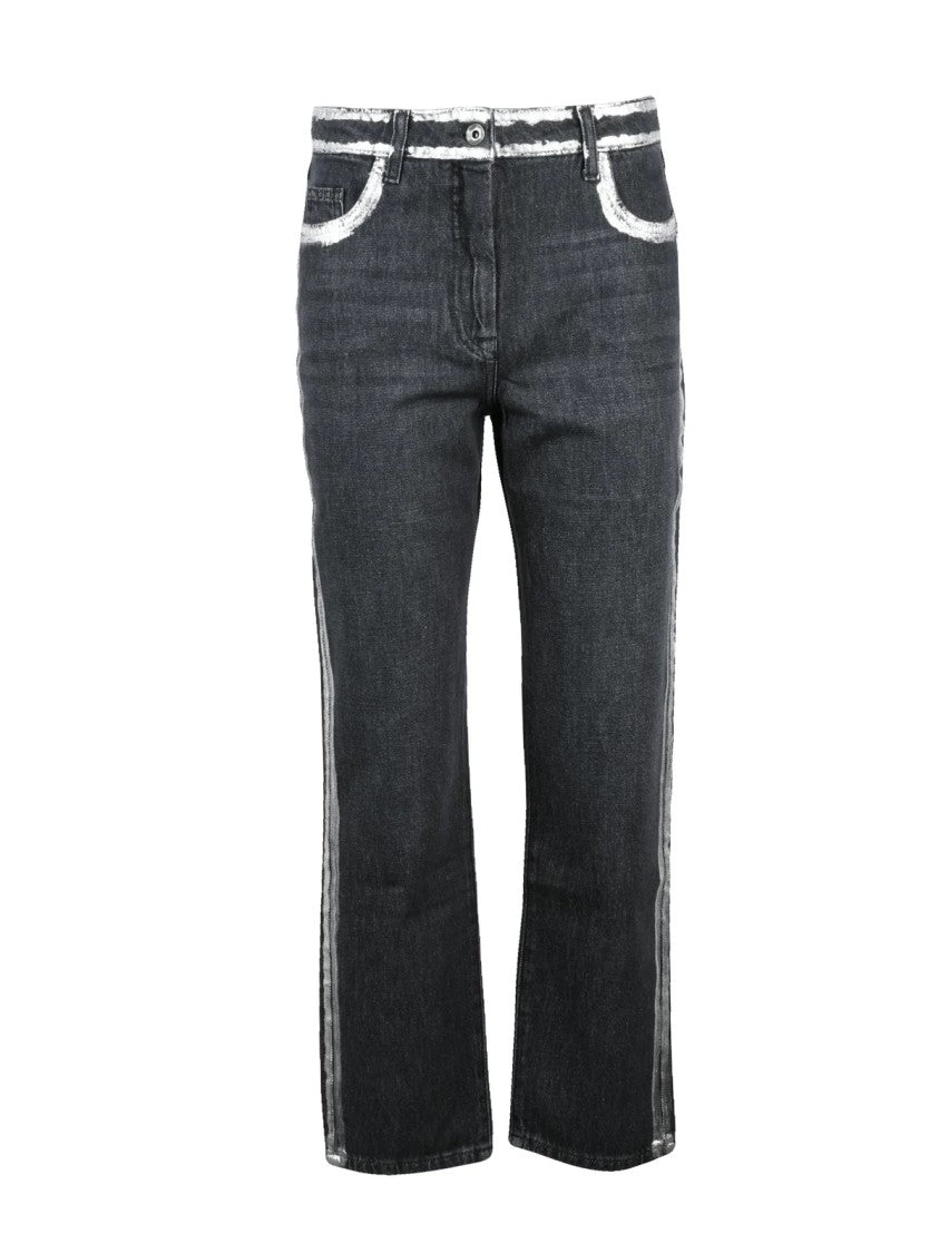 Patrizia Pepe Black Cotton Silver-Detail Jeans