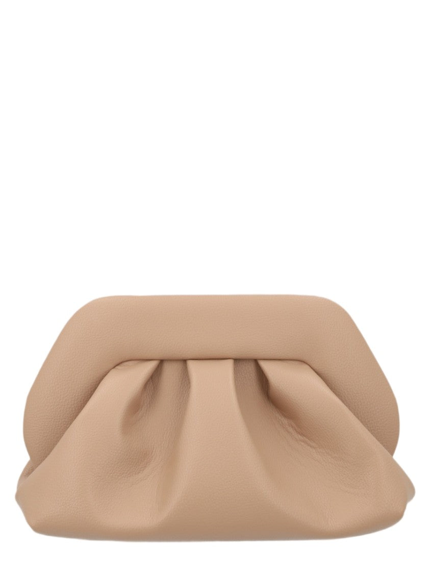 Themoirè Beige Gathered Smooth Rounded Frame Handbag