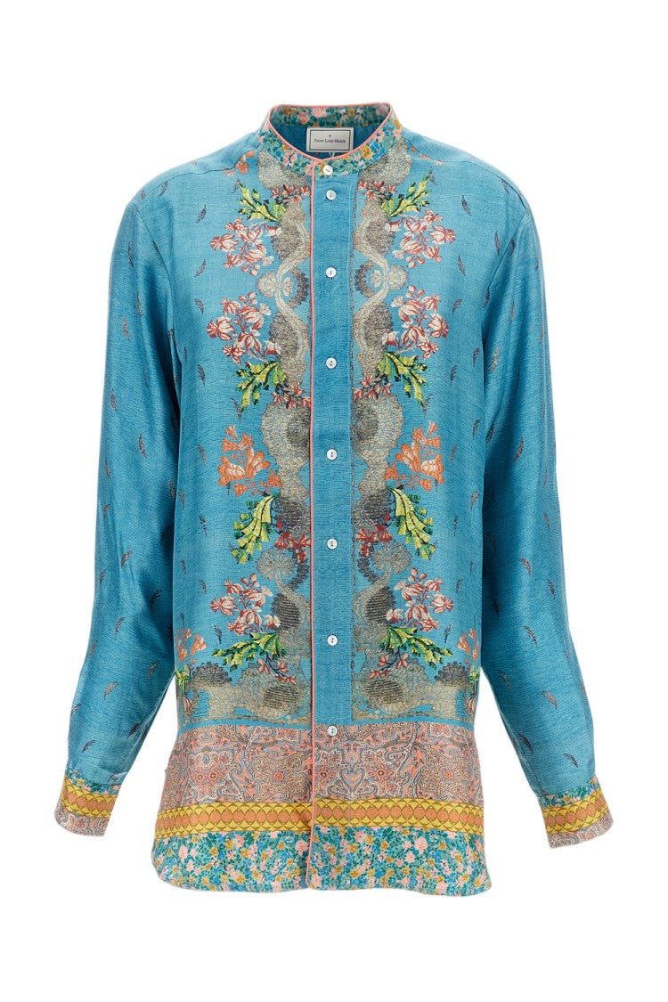 Pierre-Louis Mascia Silk Tunic Shirt With Mandarin Collar