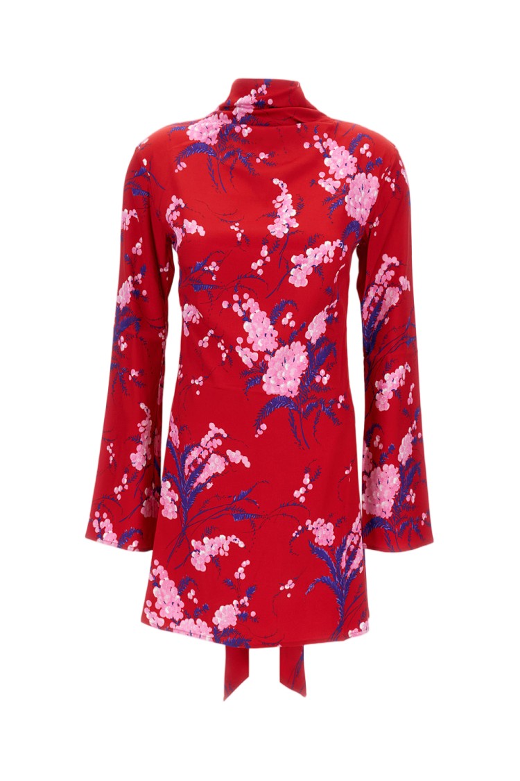 Des Phemmes Floral Print Mini Dress With Back Bow Detail