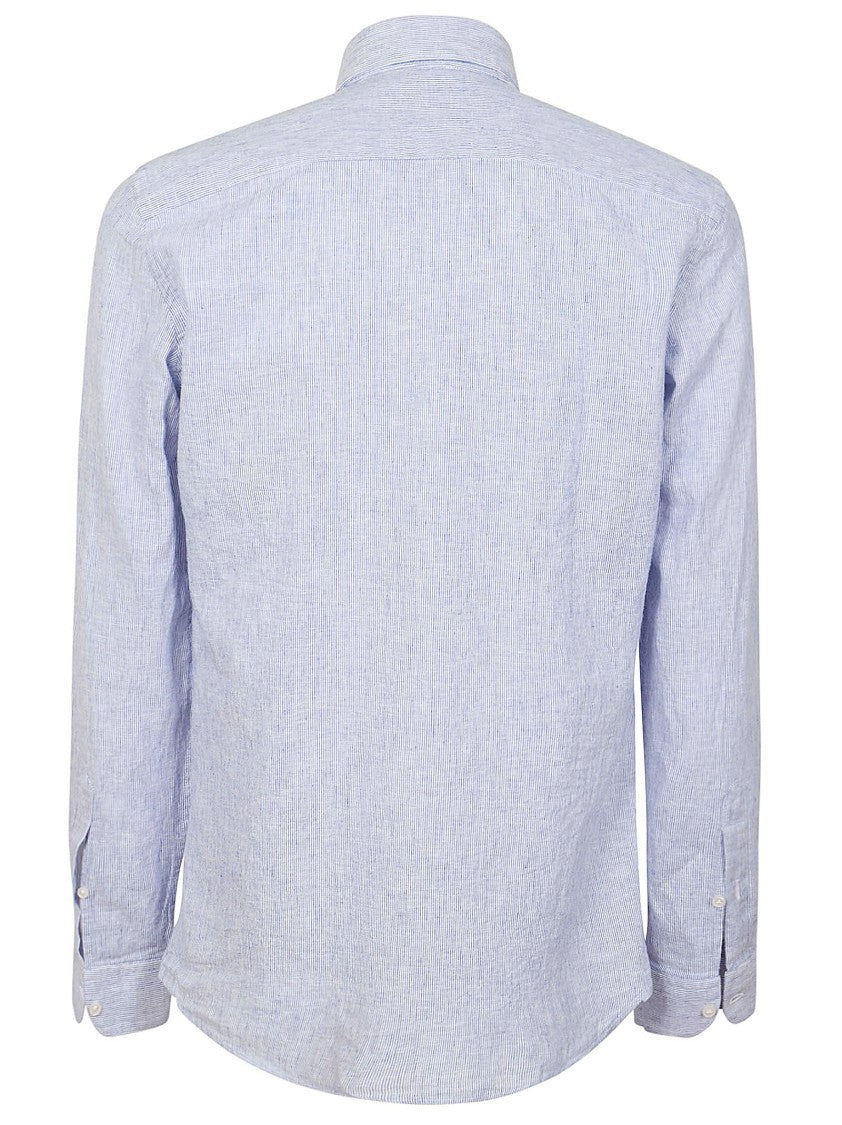 Fay Linen Button-Down Shirt With Textured Finish