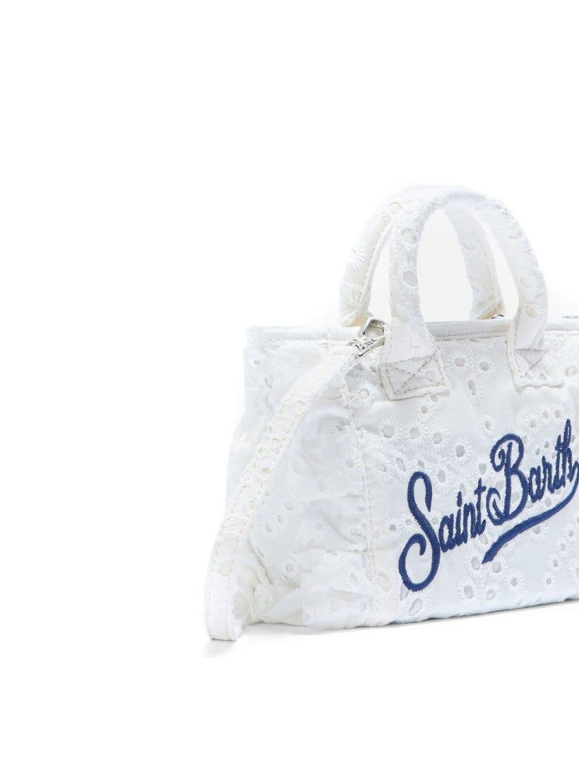 Mc2 Saint Barth White Unica Textured Eyelet Handbag