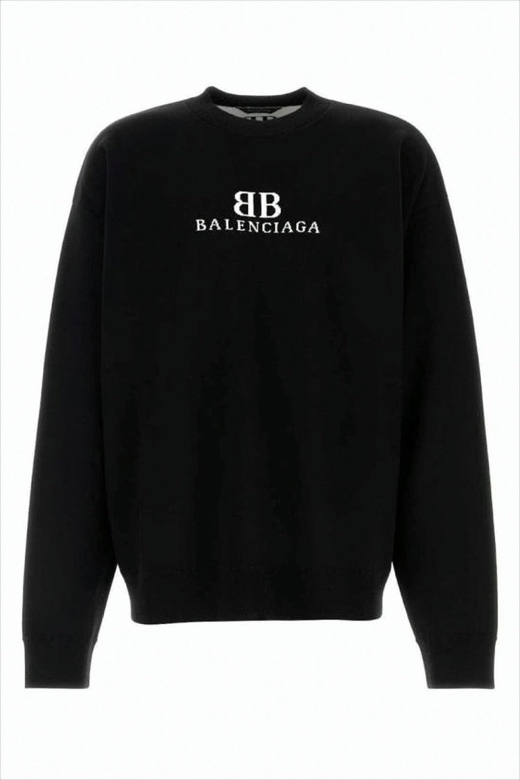 Balenciaga Relaxed Fit Long-Sleeve Pullover With Bold Logo Detail