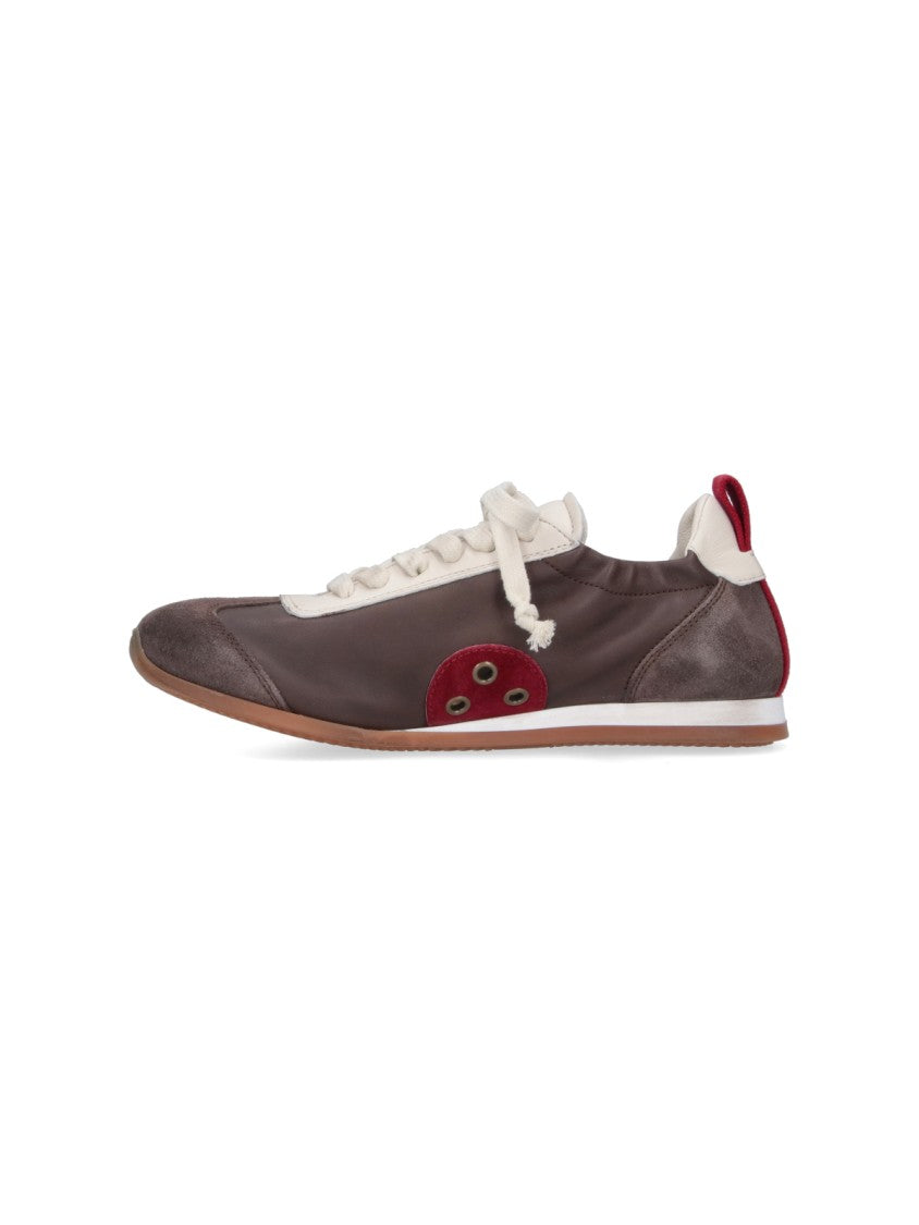 Uma Wang Brown Leather Sneakers With Suede Accents