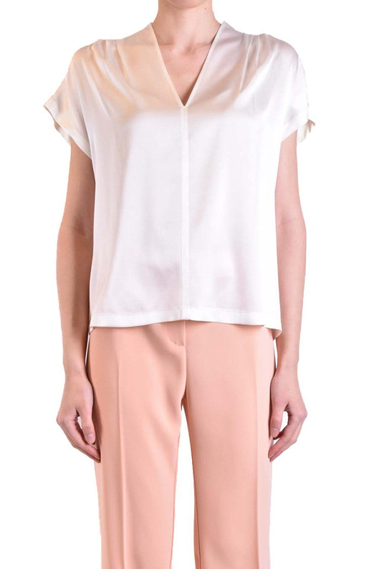Pinko Silk And Elastane Short-Sleeved V-Neck Top