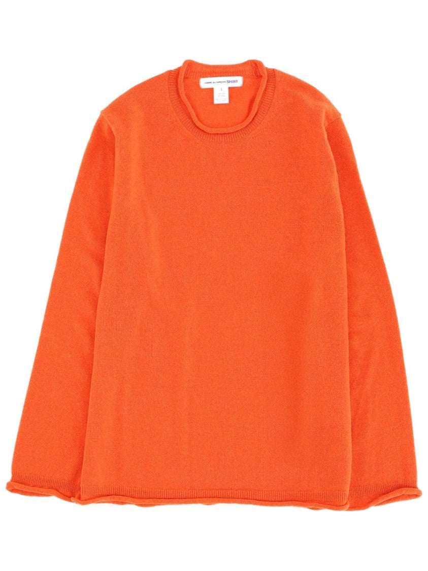 Comme Des Garçons Orange Wool Crewneck Sweater