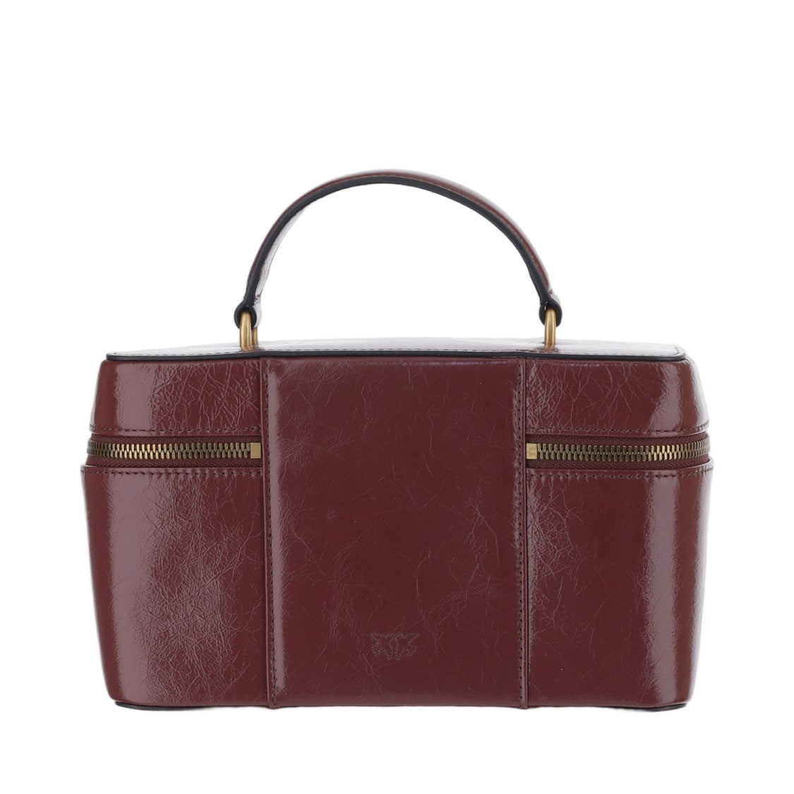 Pinko Dark Red Love Birds Lambskin Vanity Bag