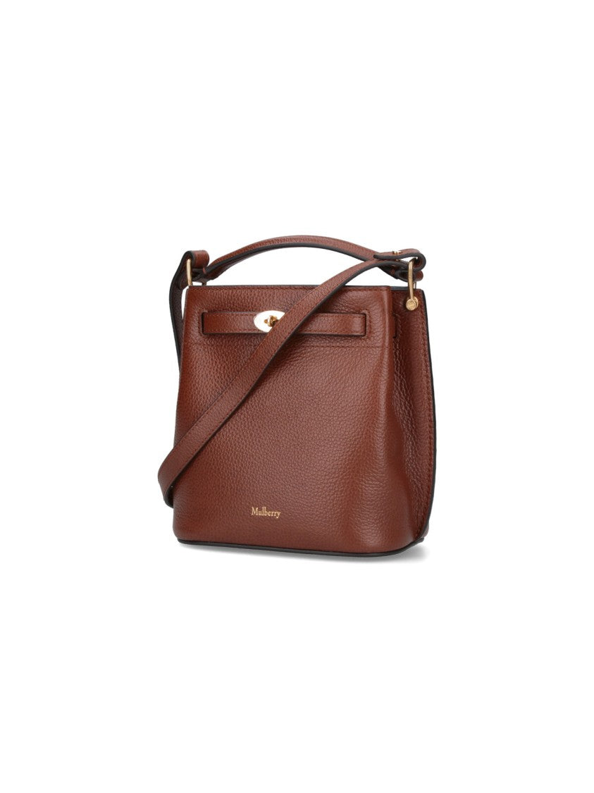 Mulberry "Islington" Mini Bucket Bag In Brown Calfskin