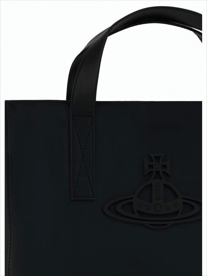 Vivienne Westwood Smooth Black Cowhide Leather Tote Bag