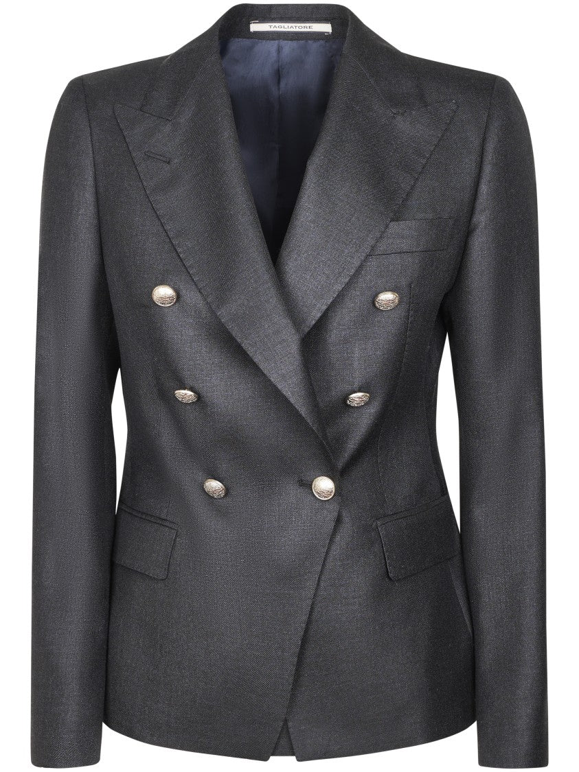 Tagliatore Double-Breasted Tailored Blazer With Metallic Accents