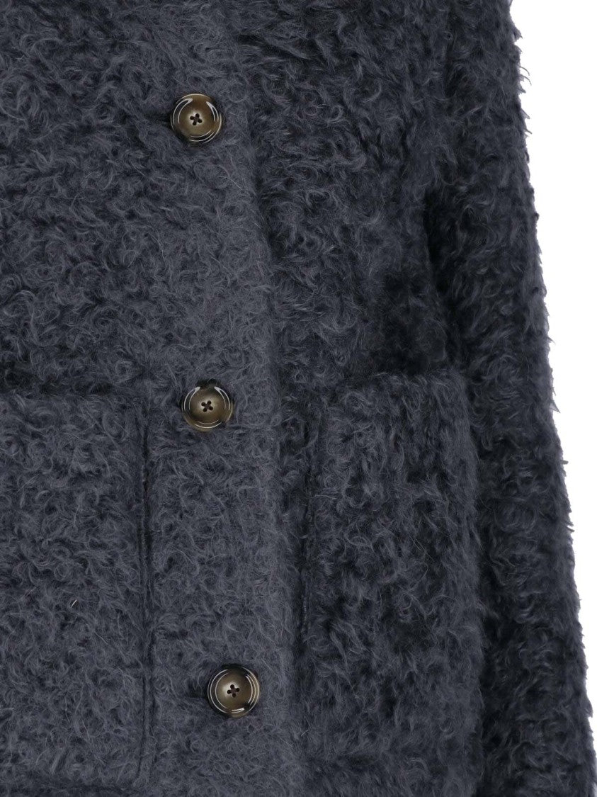 Lardini Grey Mohair Fur-Effect Jacket