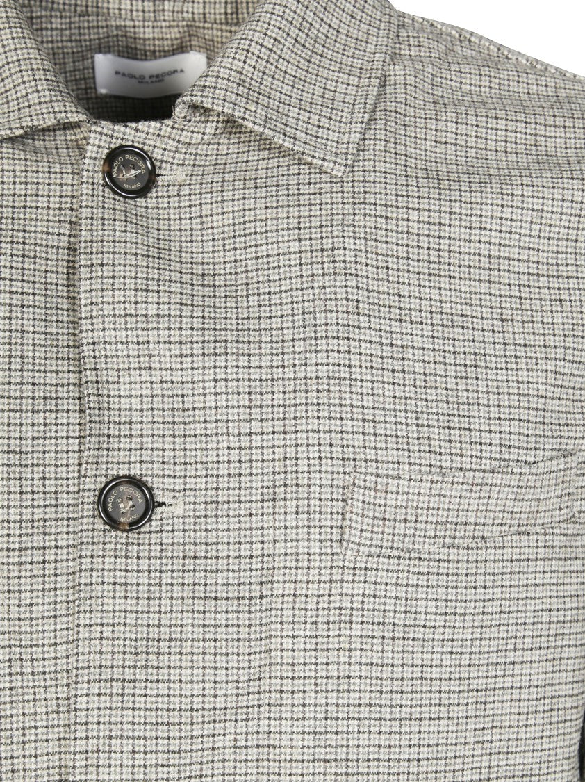 Paolo Pecora Micro Check Shirt Jacket
