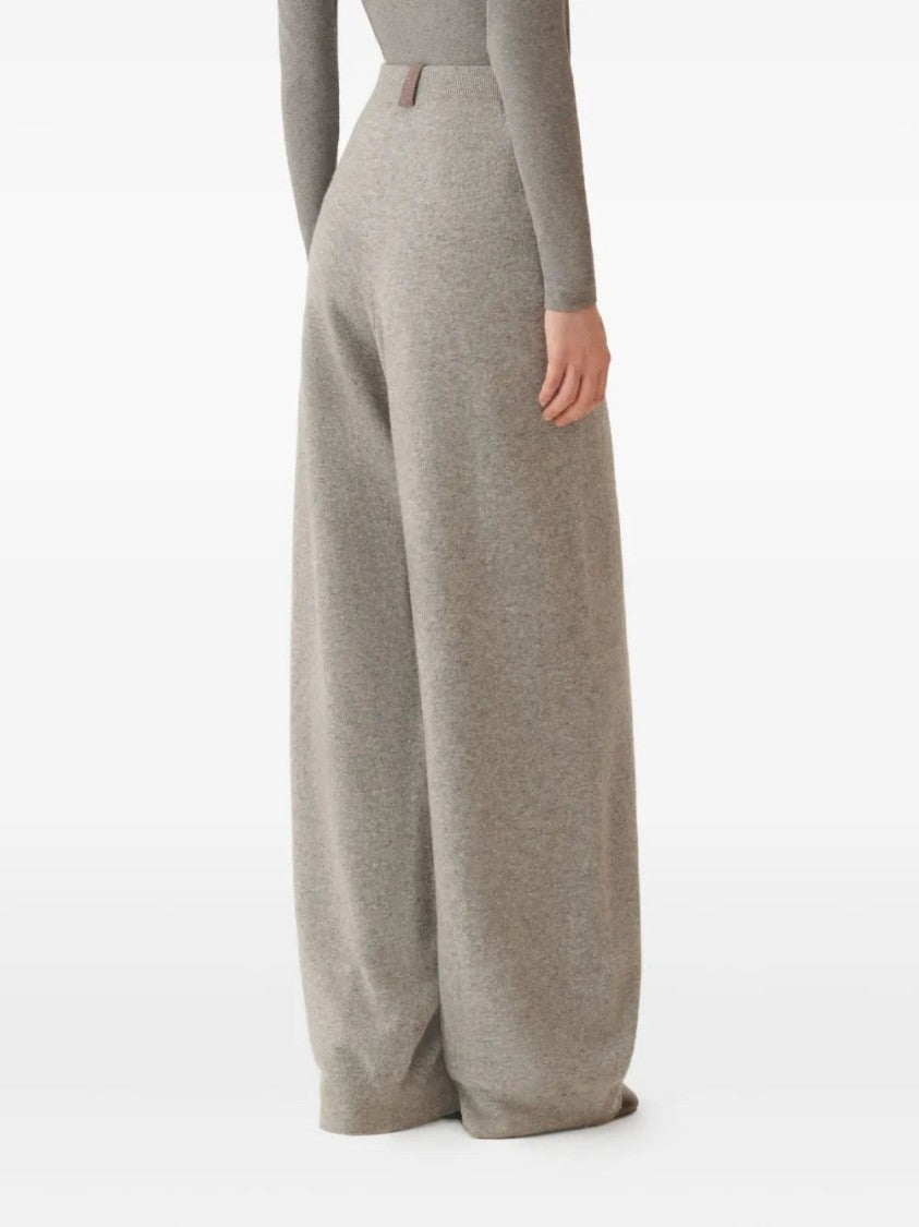 Fabiana Filippi Platinum Cashmere Wide-Leg Trousers