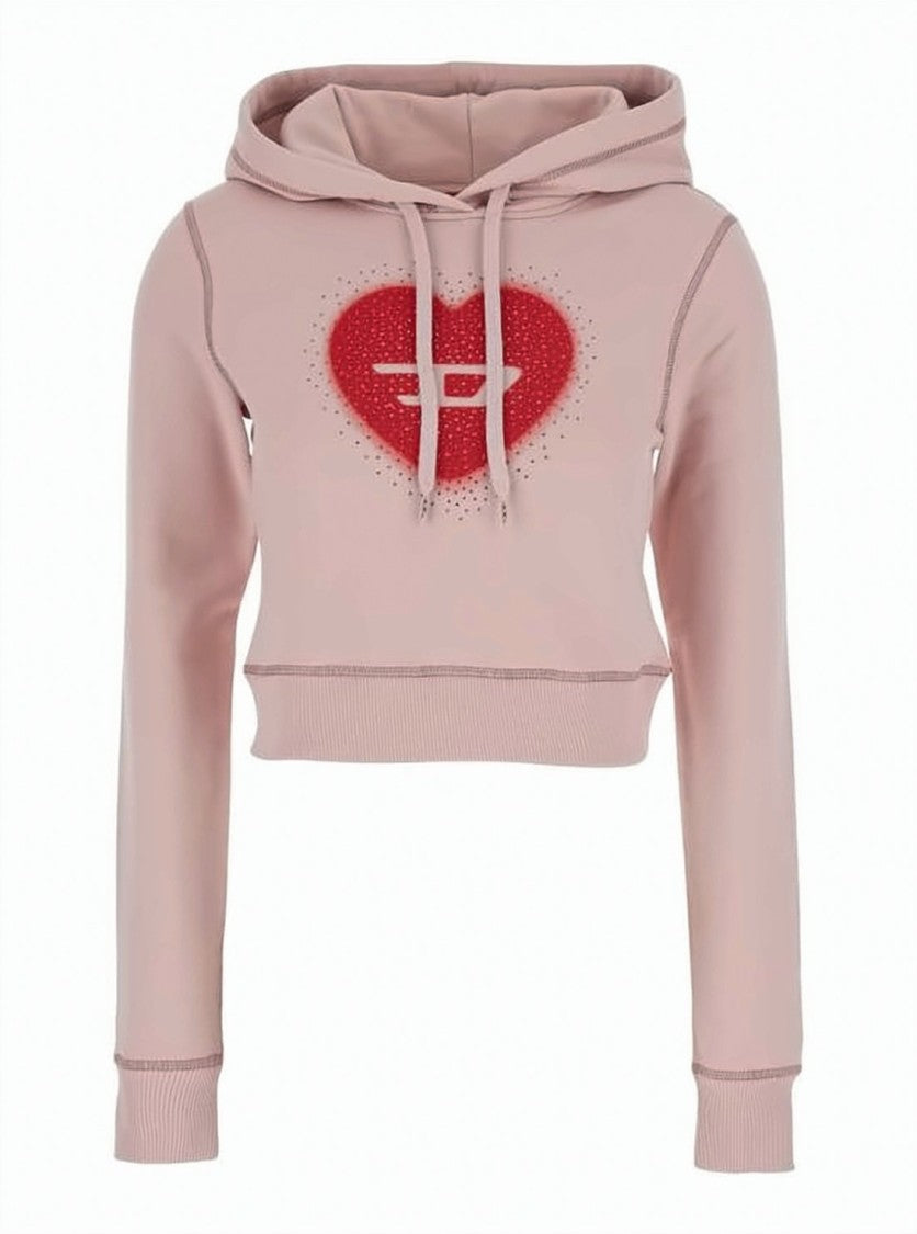 Diesel Cropped Long-Sleeve Hoodie With Heart Graphic