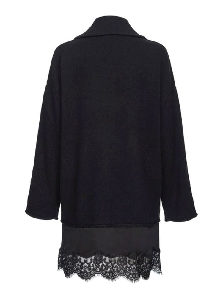 Pinko Lace-Trim Zip-Up Mini Dress With Elegant Collar