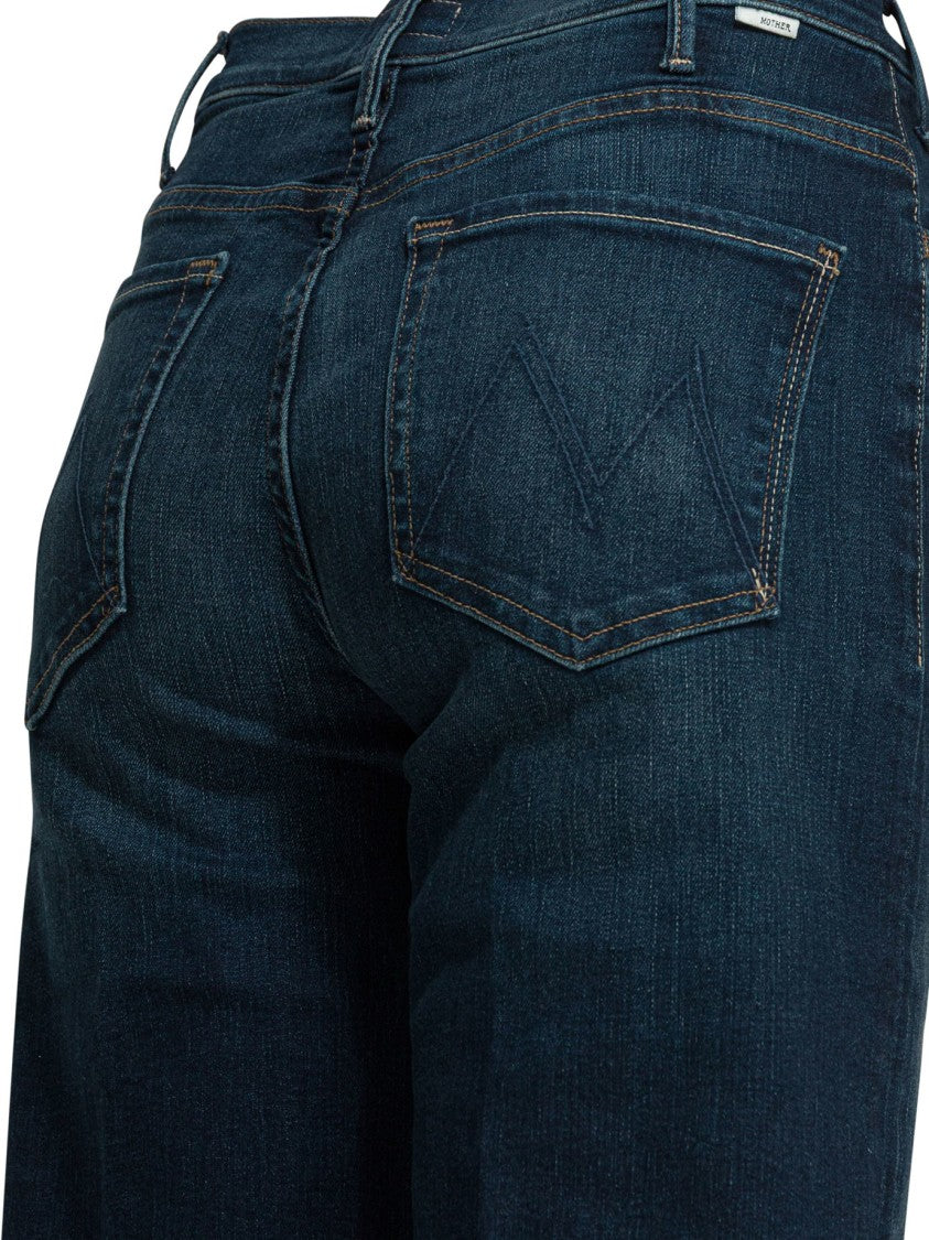 Mother Wide-Leg High-Waist Denim Trousers With Zippered Front Flap