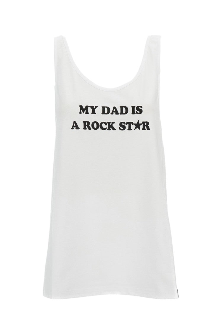 Stella Mccartney White My Dad Is A Rockstar Cotton Tank Top