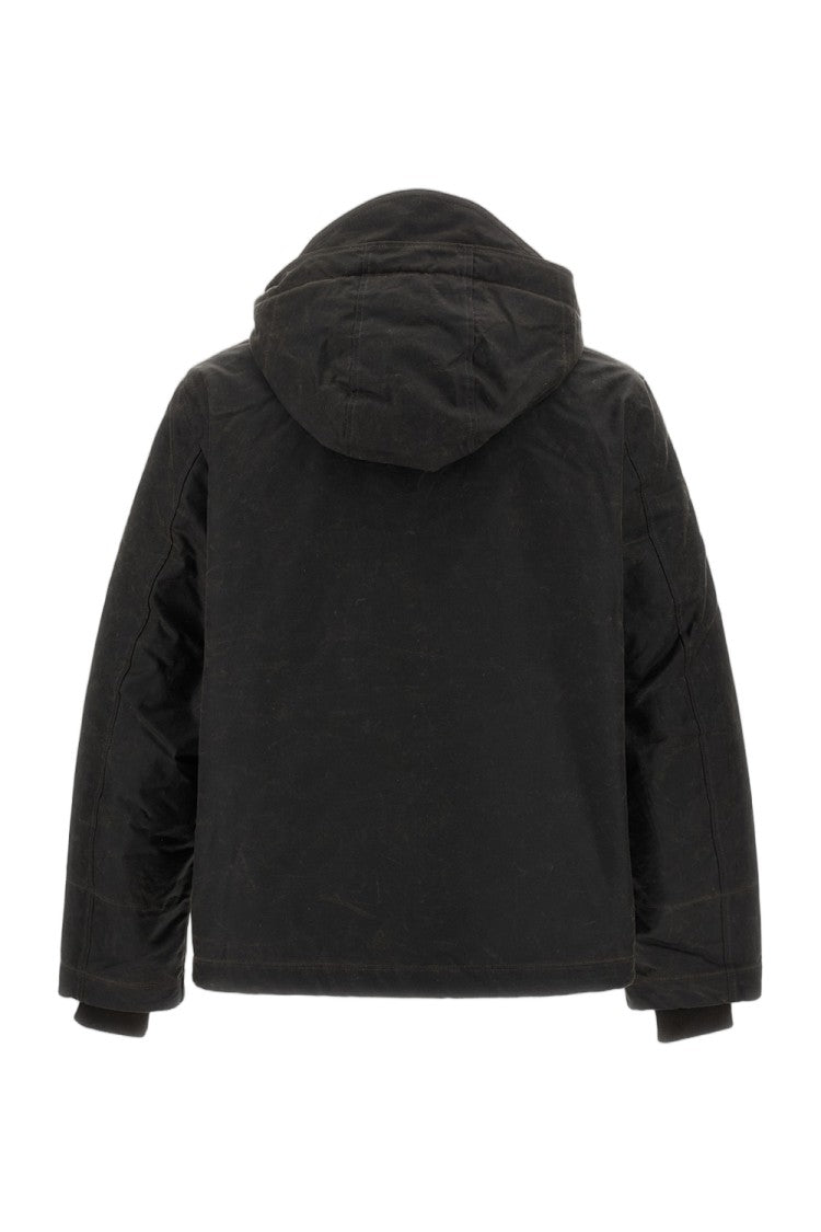 Manifattura Ceccarelli Brown Waxed Cotton Shearling Lined Blazer