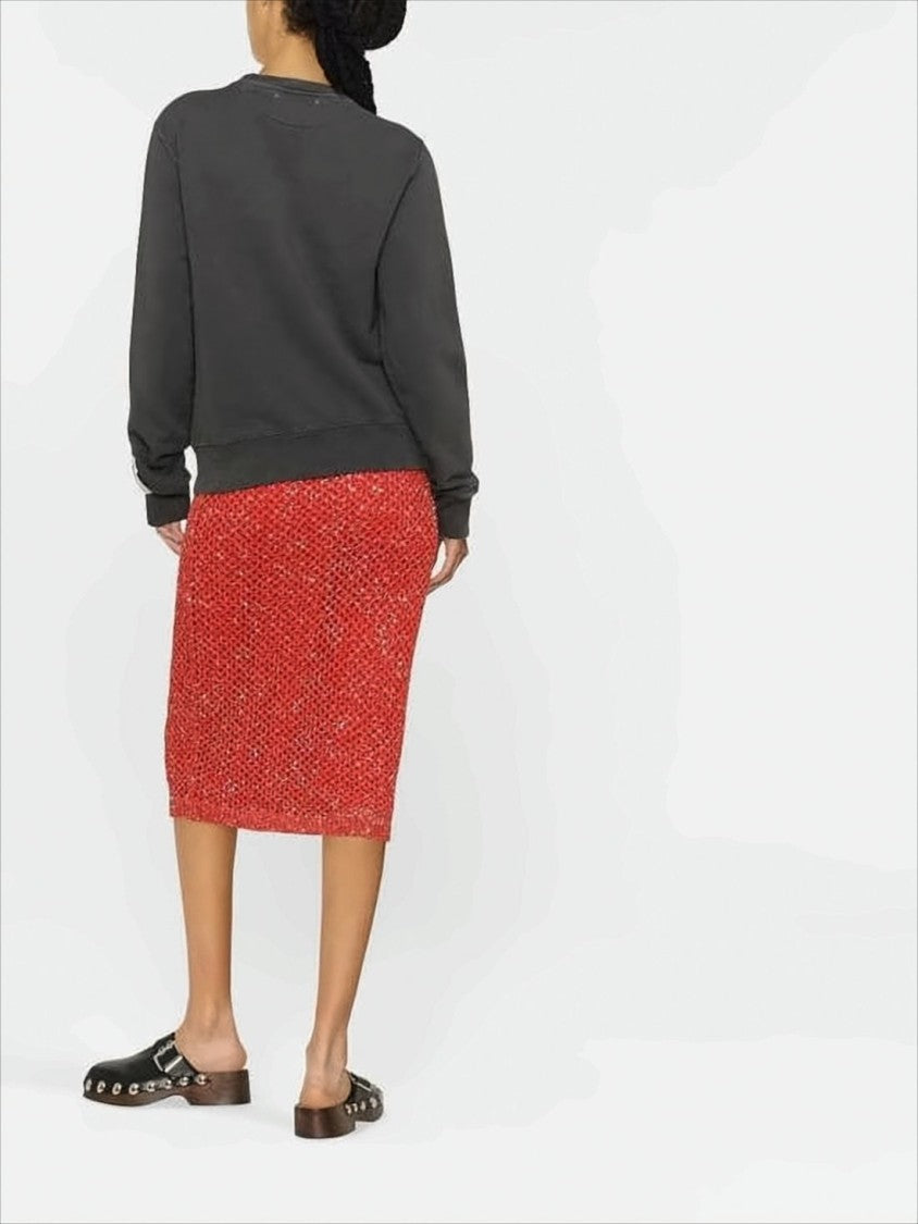 Golden Goose Relaxed Fit Long Sleeve Black Sweatshirt With Decorative Detail