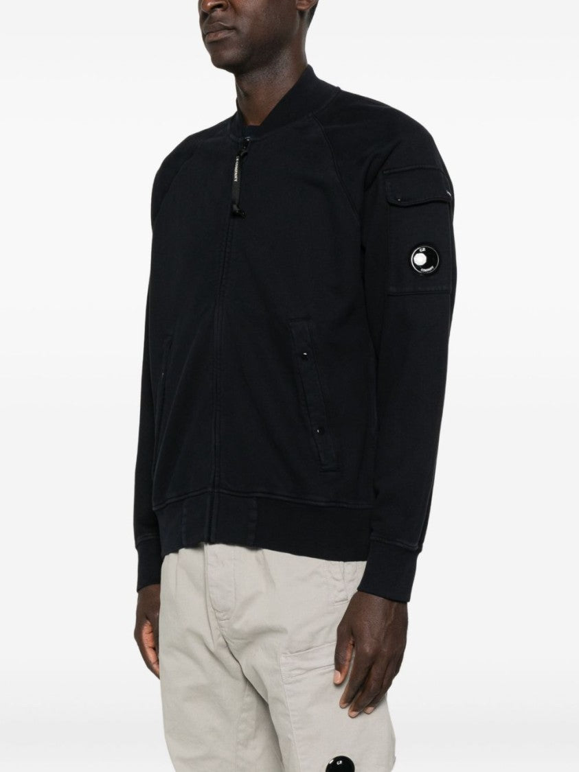 C.P. Company Brushed Navy Fleece Zip-Up Sweatshirt