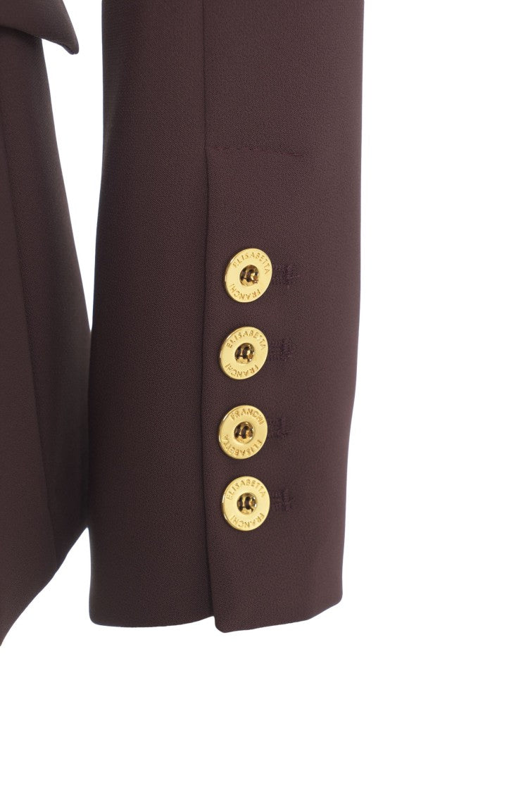 Elisabetta Franchi Burgundy Crêpe Blazer With Mirrored Lapels