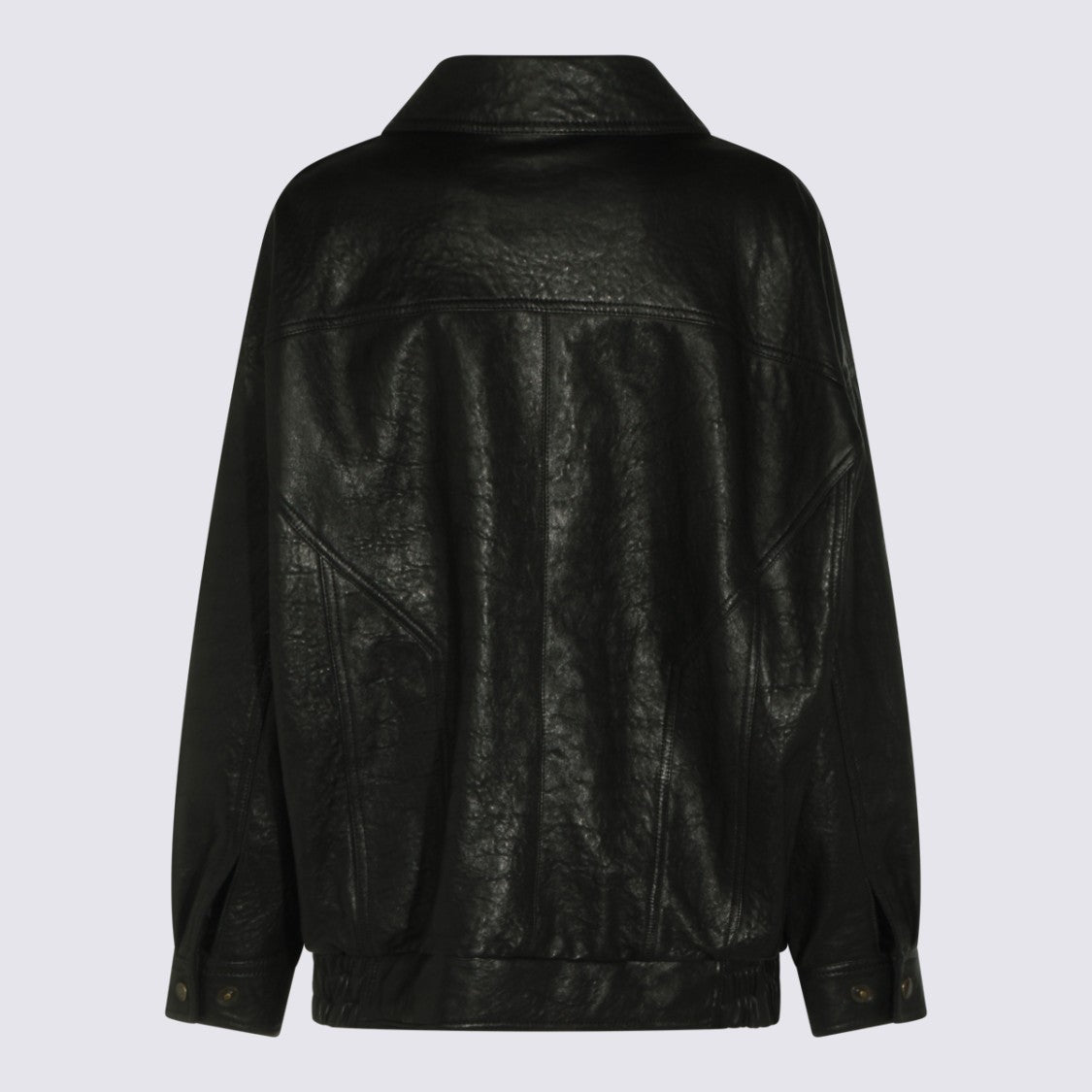 Dolce & Gabbana Black Leather Jacket With Classic Collar