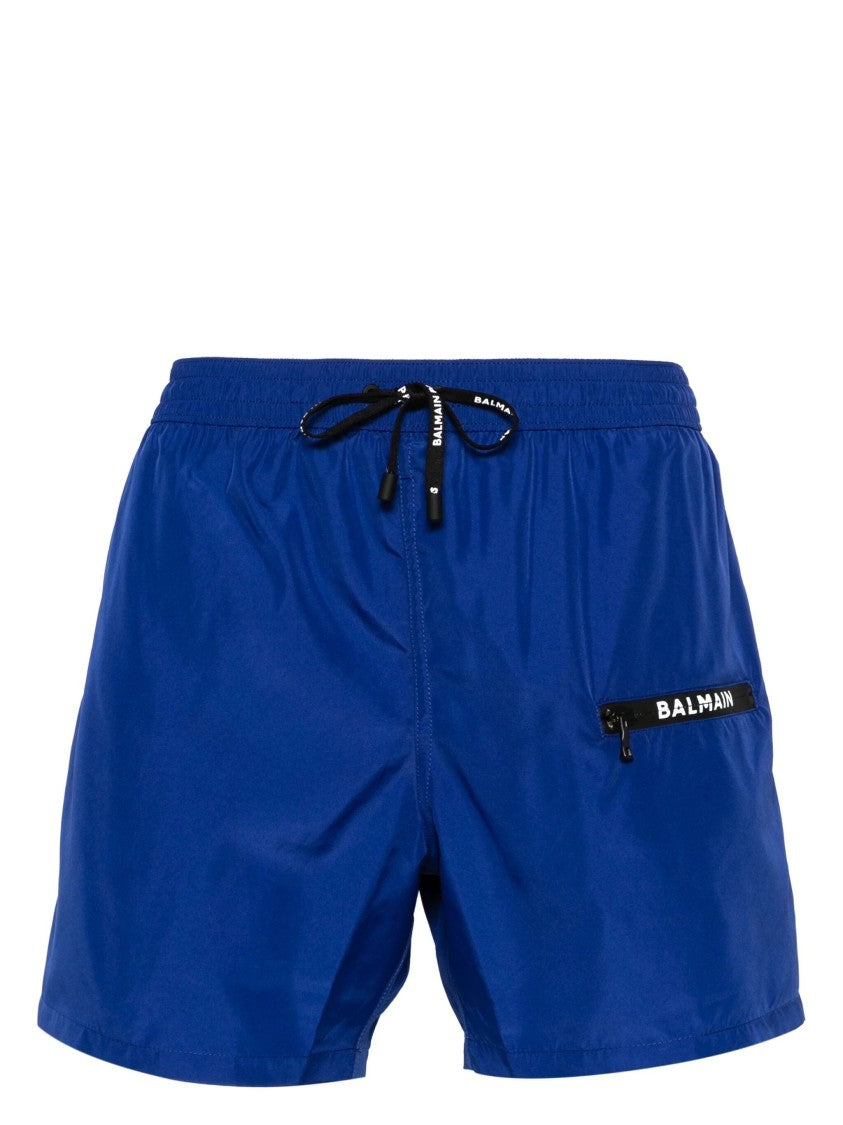Balmain Logo-Print Swim Shorts