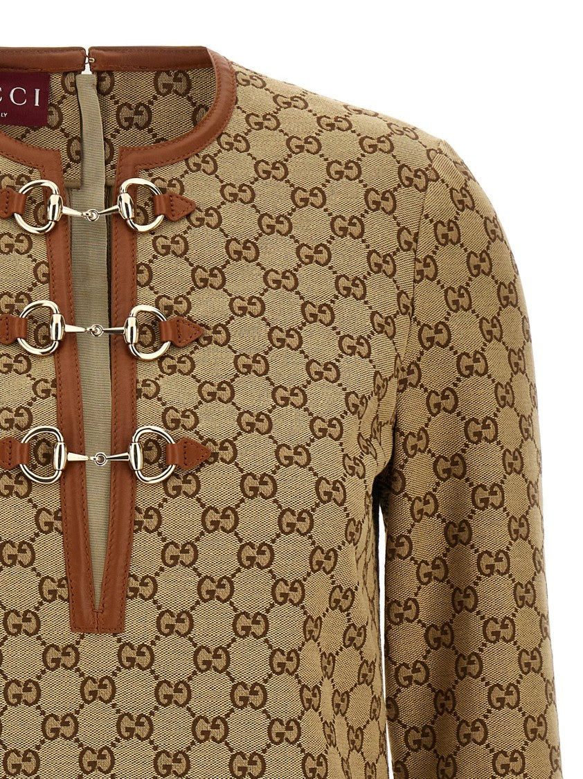 Gucci Mini Dress In Gg Jacquard Fabric With V-Neckline