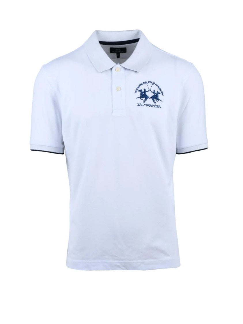 La Martina White Embroidered Cotton Jumper