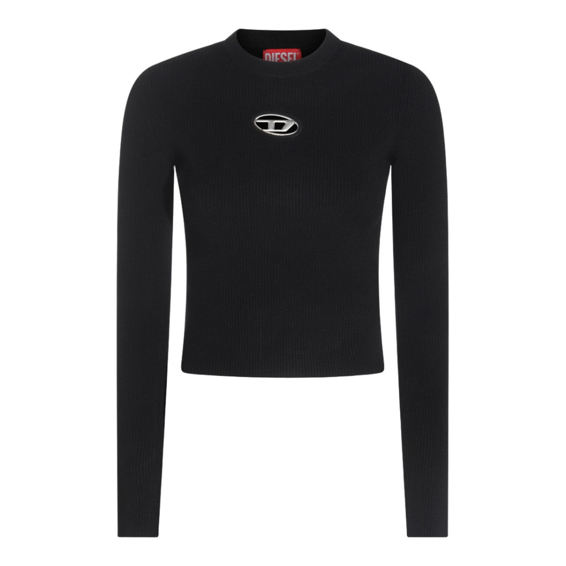 Diesel Fitted Black Sweater With Ribbed Texture