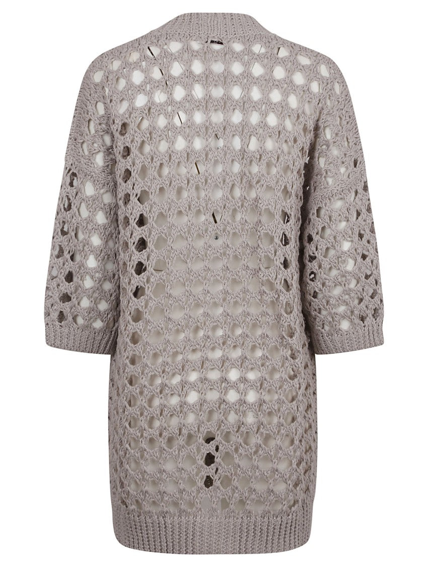 Brunello Cucinelli Open-Knit Sweater With Deep V-Neck