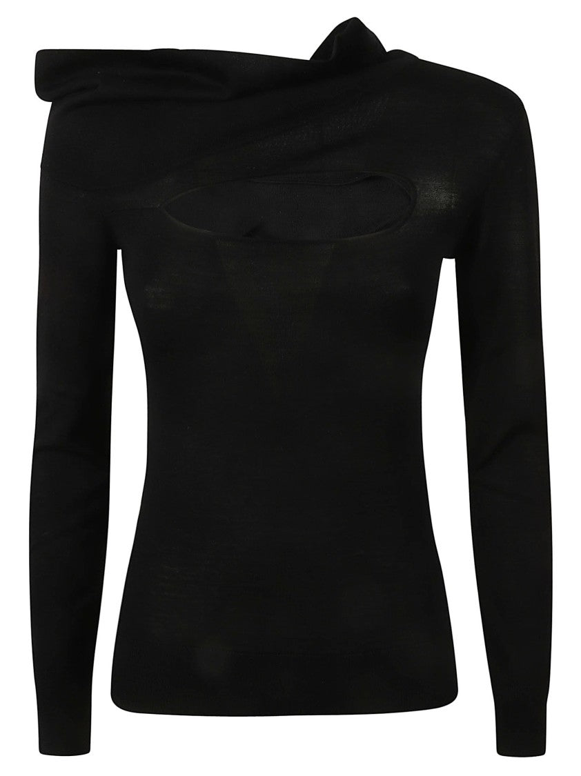 Isabel Marant Off-Shoulder Black Merino Wool Sweater