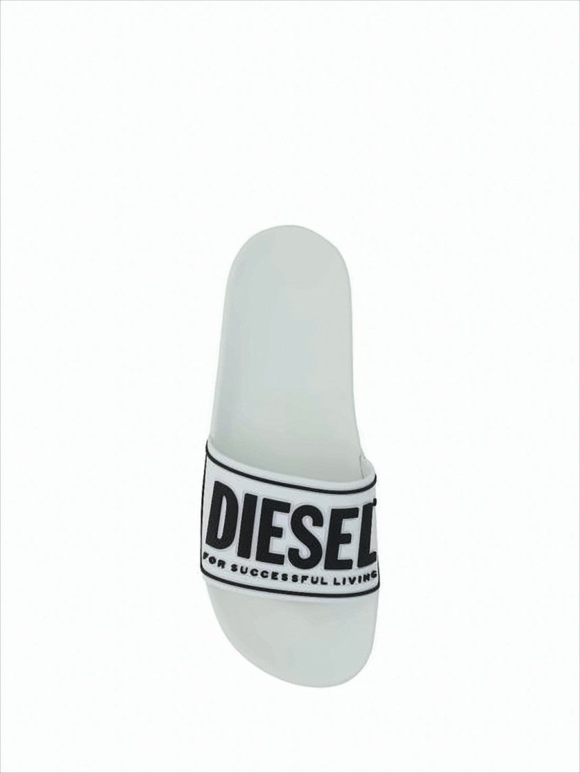 Diesel Minimalist White Rubber Slide Sandals