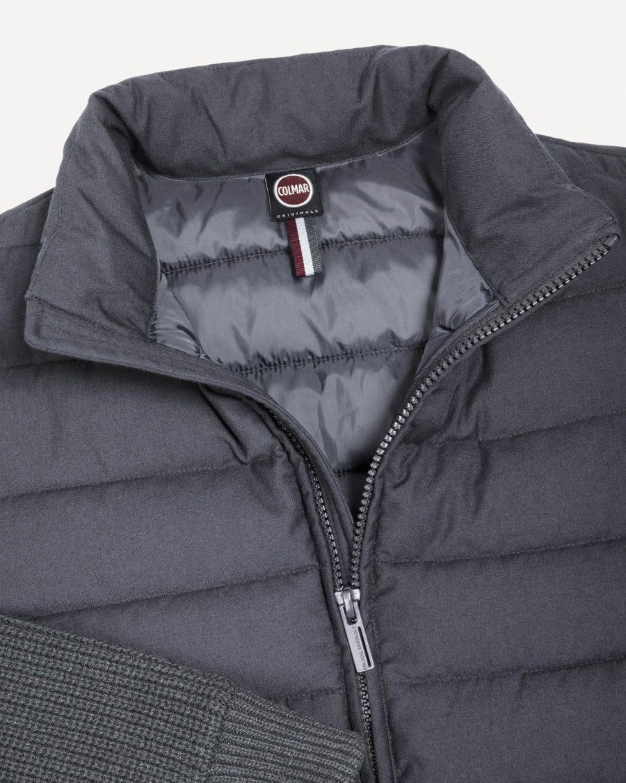 Colmar Navy Padded Wool-Blend Zip Hybrid Down Jacket