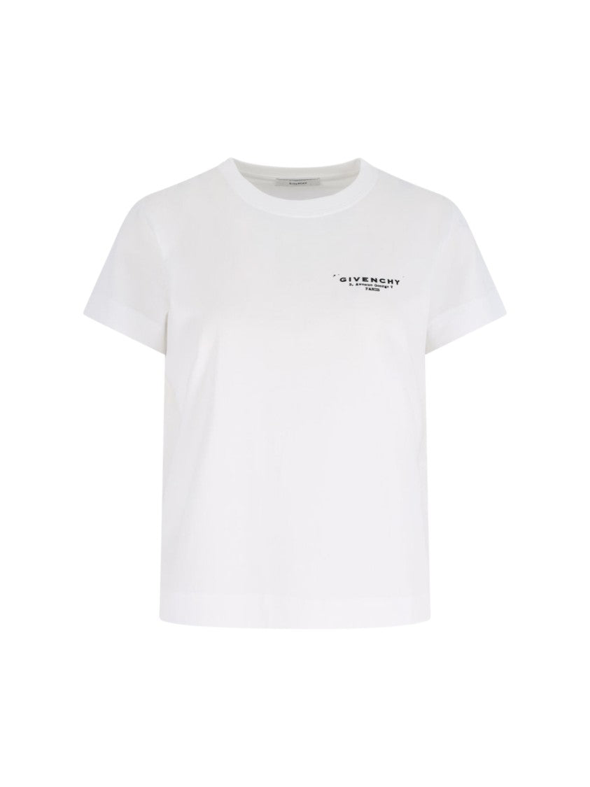 Givenchy White Contrast Logo T-Shirt With Round Neckline