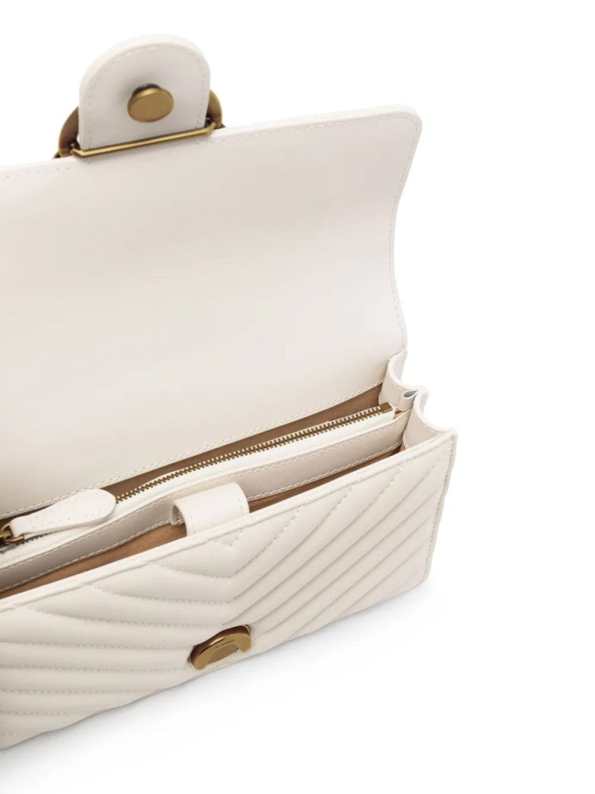 Pinko Quilted Sheepskin Mini Crossbody Bag With Bird Clasp