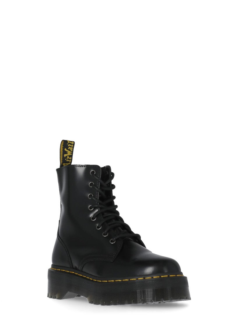 Dr. Martens Smooth Leather Platform Boots With Side Zip Closure