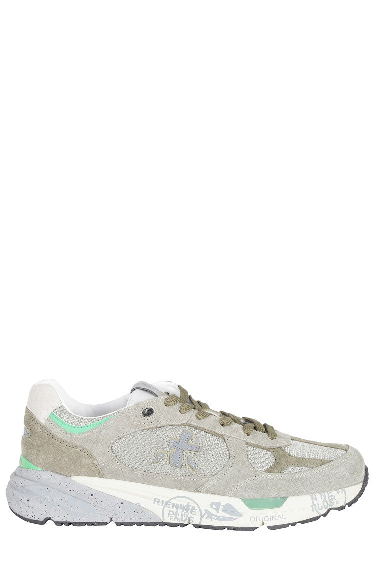 Premiata Gray Mase Iconic Side Design Leather Sneakers