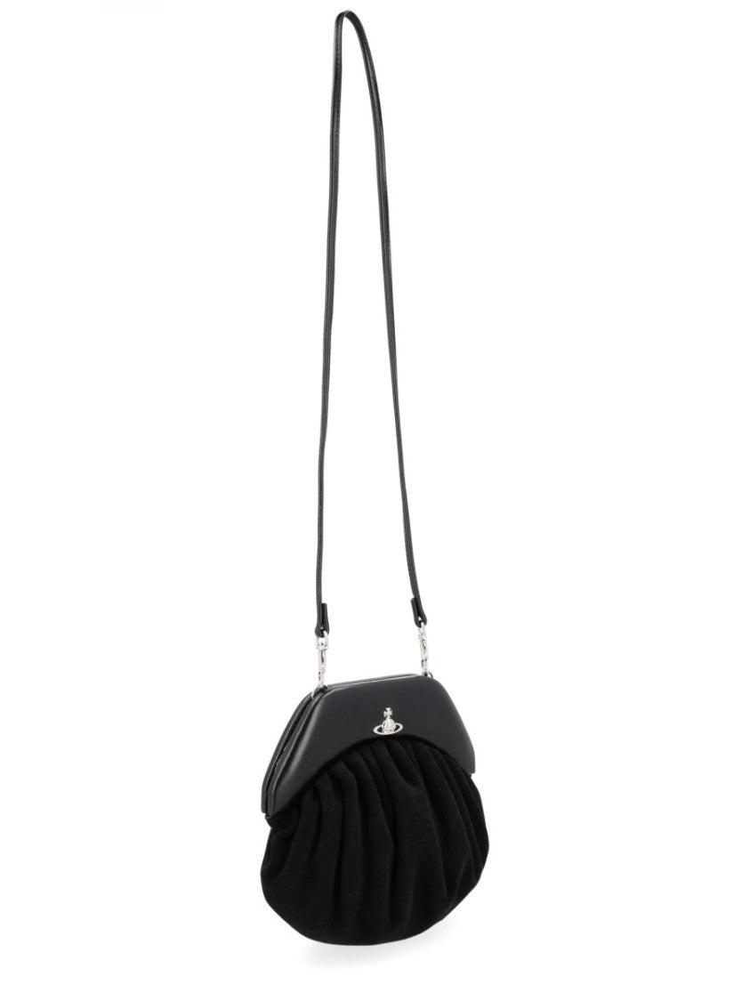 Vivienne Westwood Brooke Rounded Gathered Calf Leather Handbag