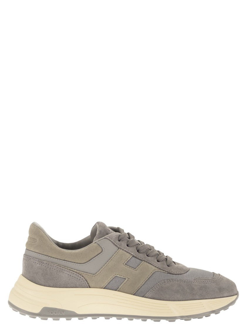 Hogan Fluid-Shaped Suede And Fabric Sneakers