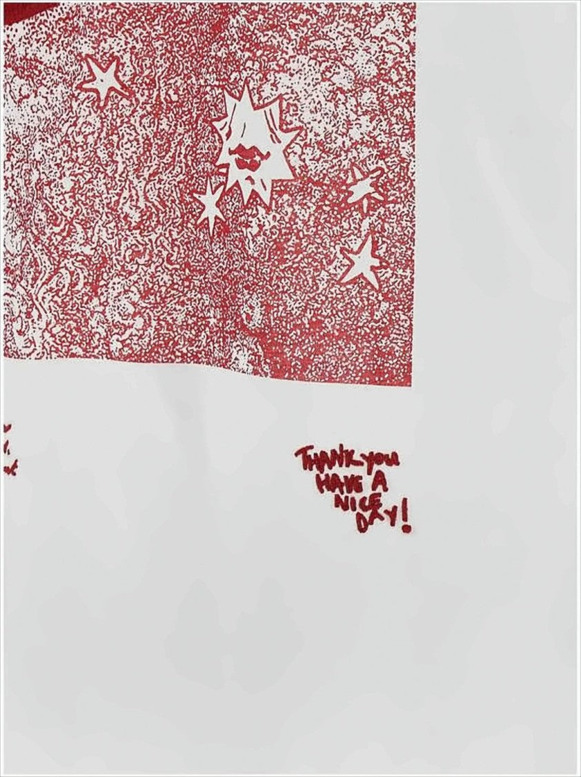 Ganni Graphic Print Cotton T-Shirt With Crescent Moon Design