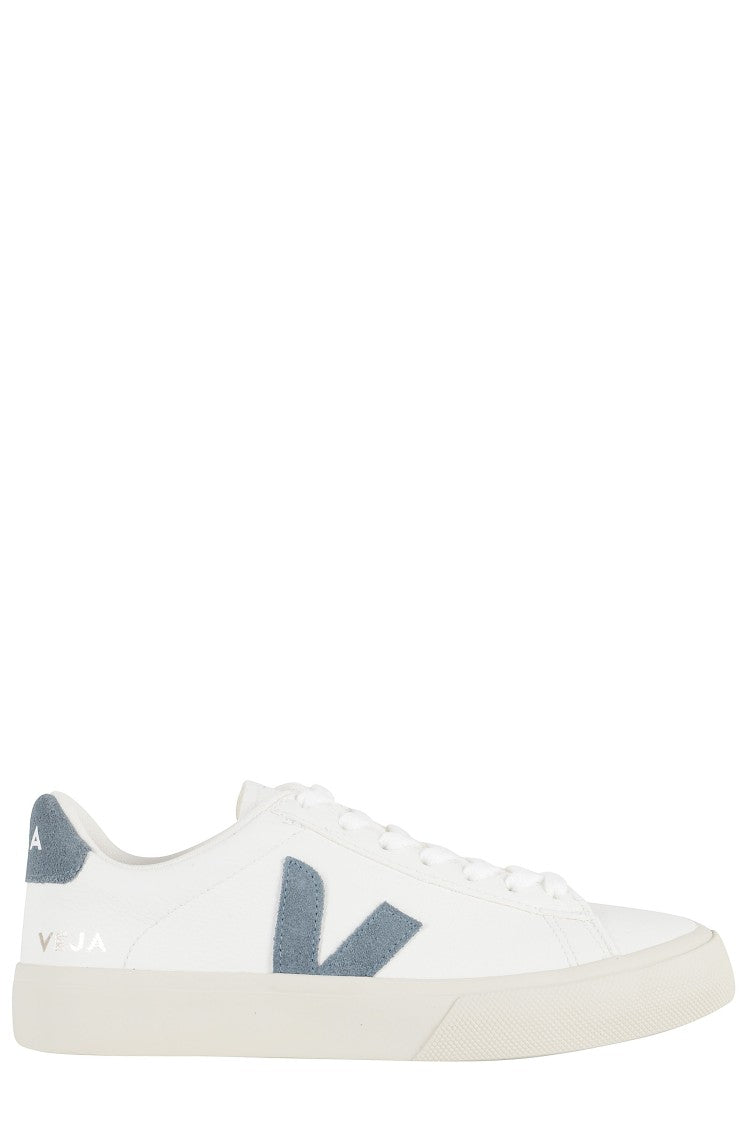 Veja White/Blue Campo Leather Low-Top Sneakers