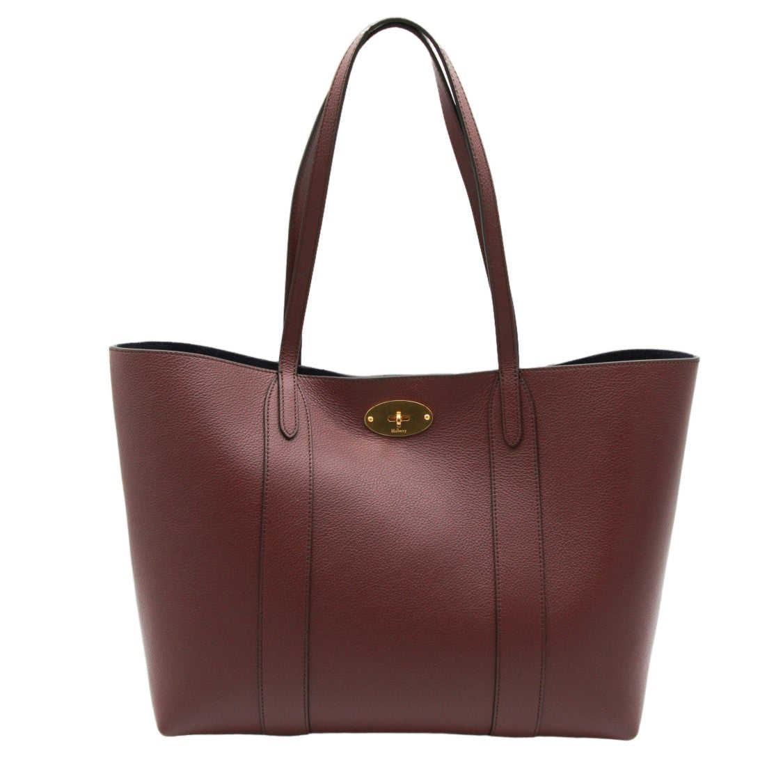 Mulberry Textured Leather Tote Bag With Gold-Tone Turn-Lock Closure