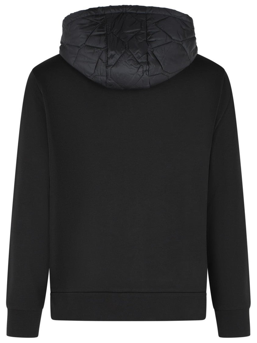 Moncler Black Quilted Cotton-Blend Hooded Zip Sweatshirt