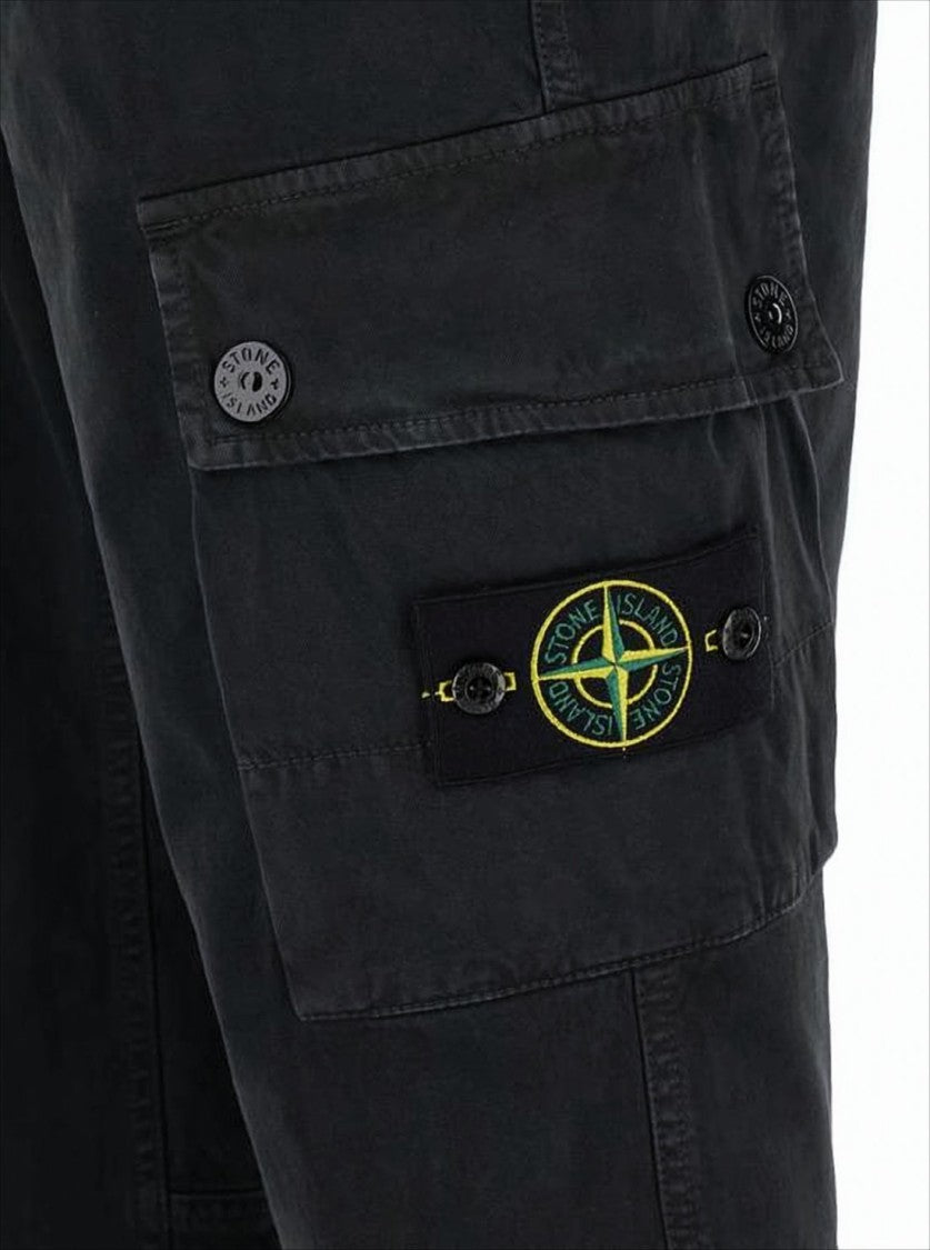 Stone Island Black Straight-Leg Cargo Pants With Flap Pockets
