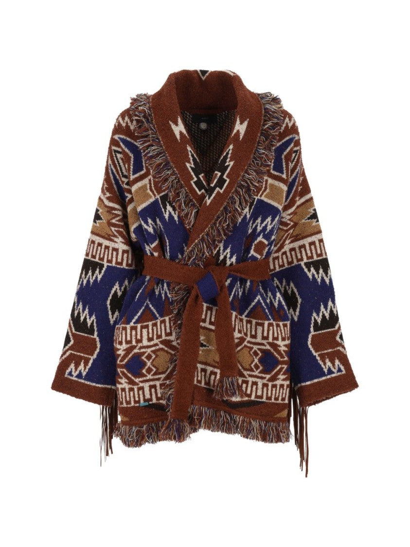 Alanui The Amazing Jorney Patterned Knit Belted Cardigan